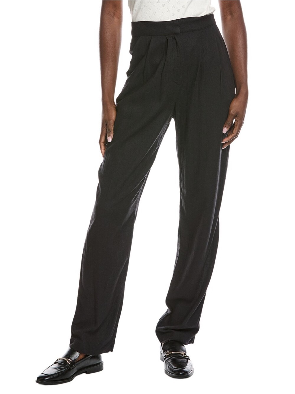 NWT WEWOREWHAT Linen Blend Trouser Pants Women’s Size 4 Black 9671